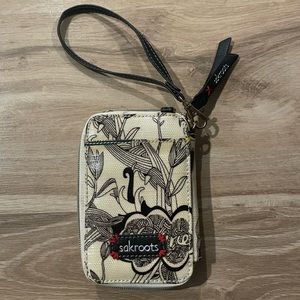 ✨ SakRoots Peace Floral Sketch Print Wristlet Wallet in Coated Vinyl